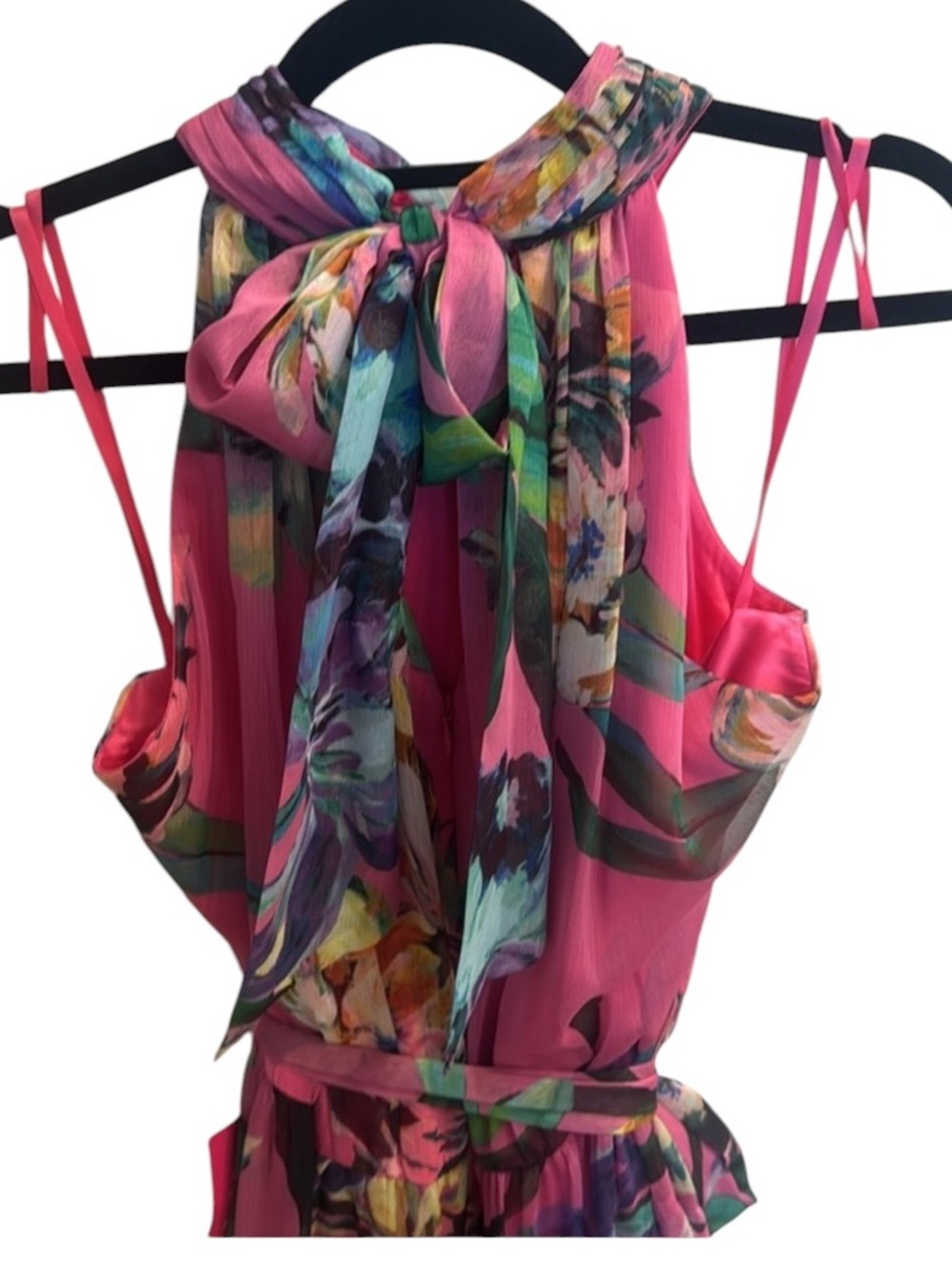 Alex Marie Nina Sleeveless Mock Neck A-Line Dress Fandango Pink NWT $248 - Picture 5 of 7
